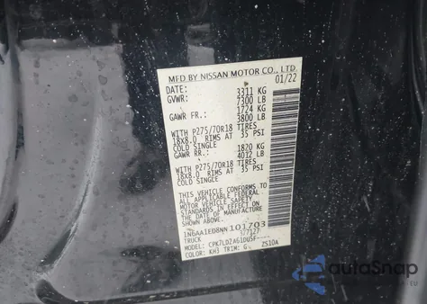 2022 Nissan Titan Pro-4X 4X4 from USA, damaged, VIN 1N6AA1ED8NN101703